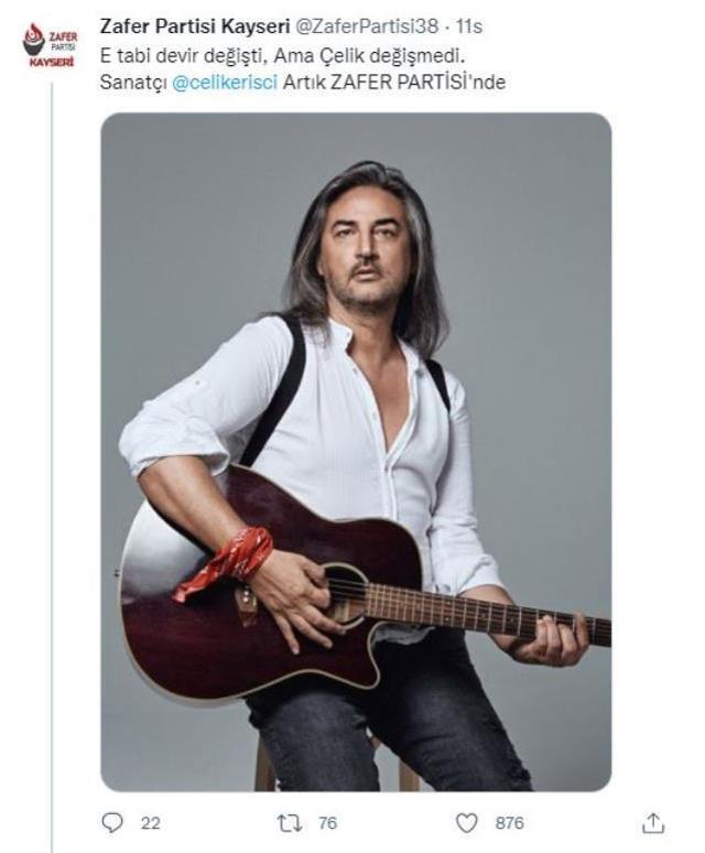 Şarkıcı Çelik Zafer Partisi'ni katıldı