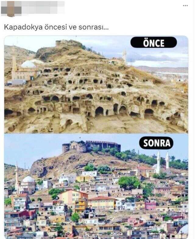Fotoğrafın Kapadokya'nın öncesi ve sonrasını gösterdiği iddiası yanlış