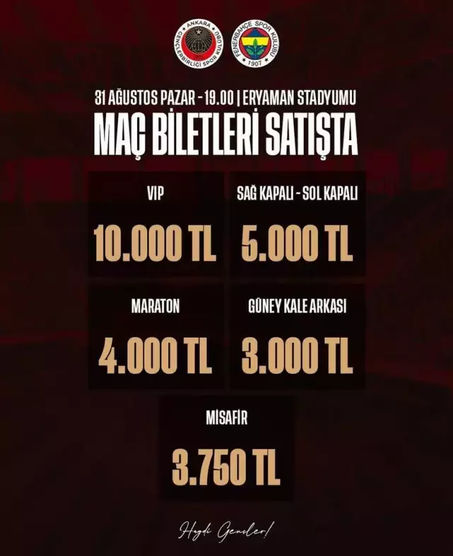 Gençlerbirliği-Fenerbahçe Maçı İçin Bilet Fiyatları 10 Kat Artış: Tepkiler Çığ gibi