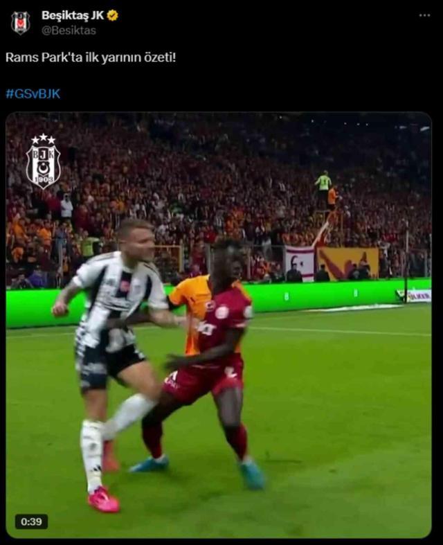 Maçtan kesitler paylaşan Beşiktaş'tan derbi sırasında olay paylaşım