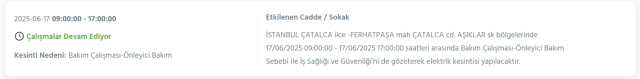 İstanbul ÇATALCA elektrik kesintisi! 17 Haziran Çatalca elektrik kesintisi ne zaman bitecek?