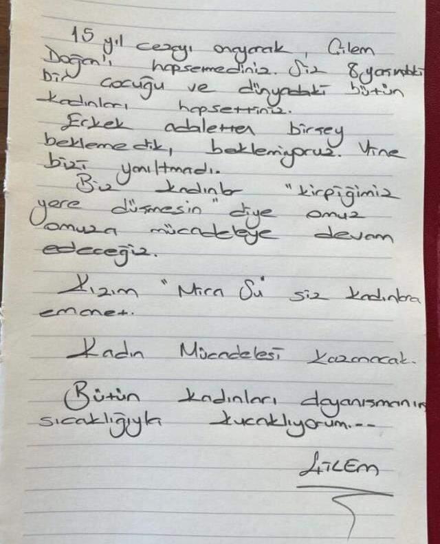 Yeniden cezaevine girecek olan Çilem Doğan'ın ilk sözleri: Bu kararla beni değil 8 yaşındaki kızımı hapsettiler