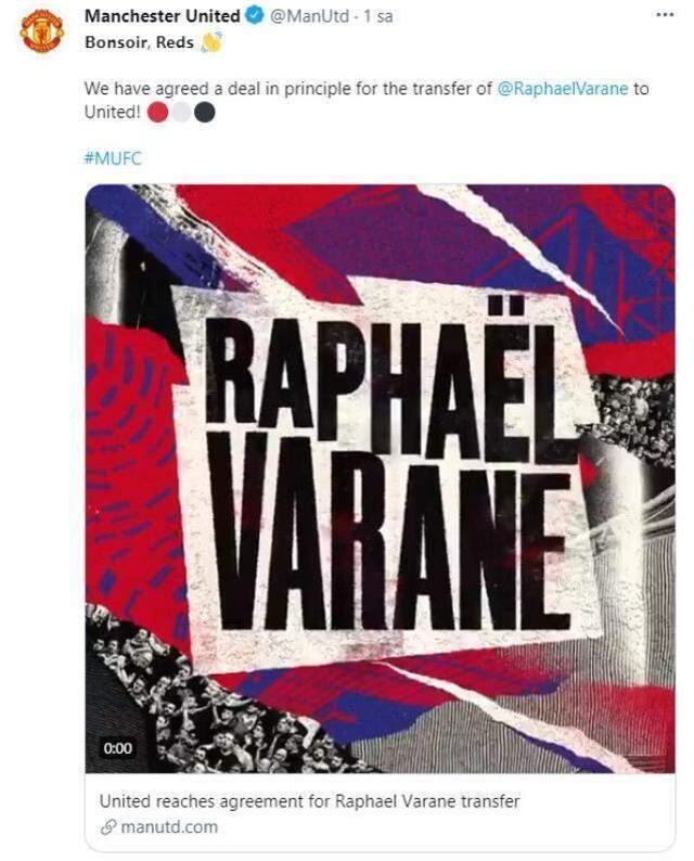 Manchester United, Real Madrid'in yıldızı Raphael Varane'ı transfer etti