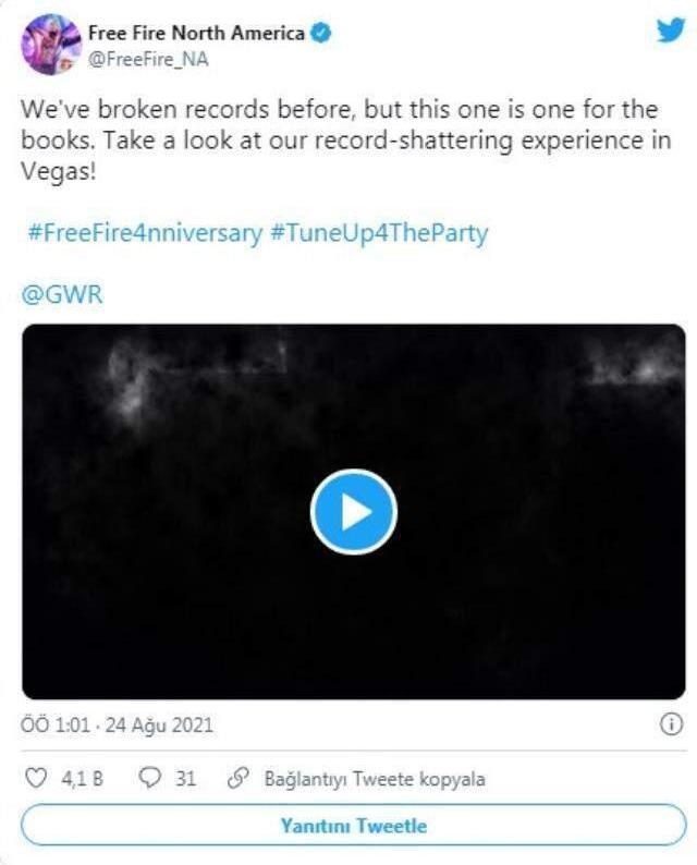 Yaptığı ışık gösterisi ile Free Fire Guinness Rekorlar Kitabına adını yazdırdı!
