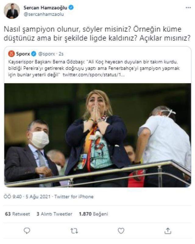 Ali Koç bu sözleri duymasın! Kayseri Başkanı'nın açıklamalarına F.Bahçeliler ateş püskürdü