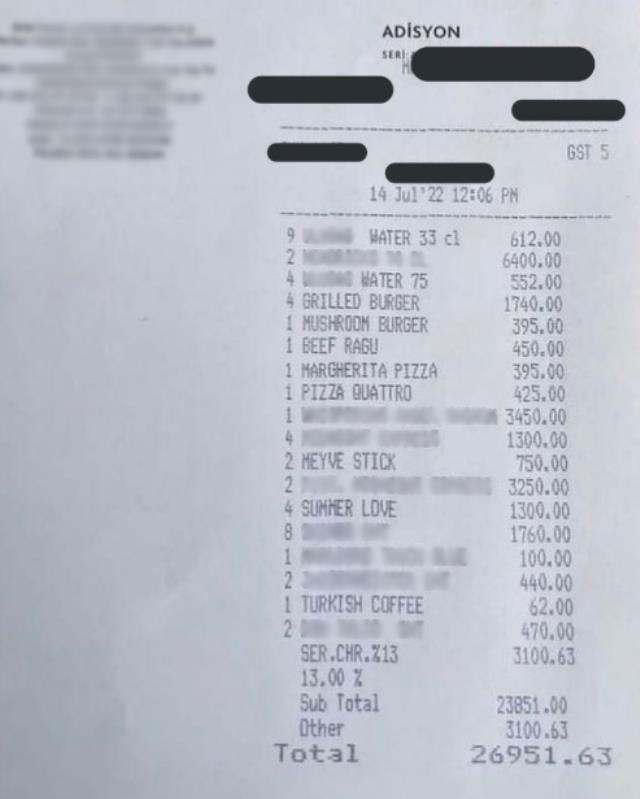 Bodrum'daki bir restoranda ödenen 27 bin liralık hesap gündem oldu