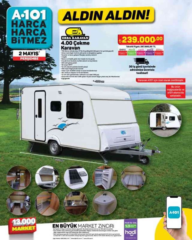 A101 AKTÜEL KATALOĞU 2 MAYIS| Çekme karavan fiyatı ne kadar? A101 bu hafta katalog ürünleri neler? A101 fiyat listesi!