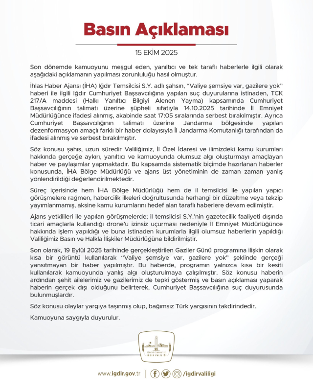 'Valiye şemsiye var, gazilere yok' haberinin ardından gözaltına alınmıştı! Valilikten açıklama geldi