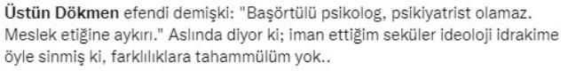 Üstün Dökmen'den skandal sözleri sosyal medyayı karıştırdı: Başörtülü psikolog ve psikiyatr olamaz