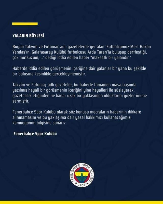 F.Bahçe ve Mert Hakan'dan, 'G.Saray'a gitmek istiyor haberine' sert cevap: Yalanın böylesi