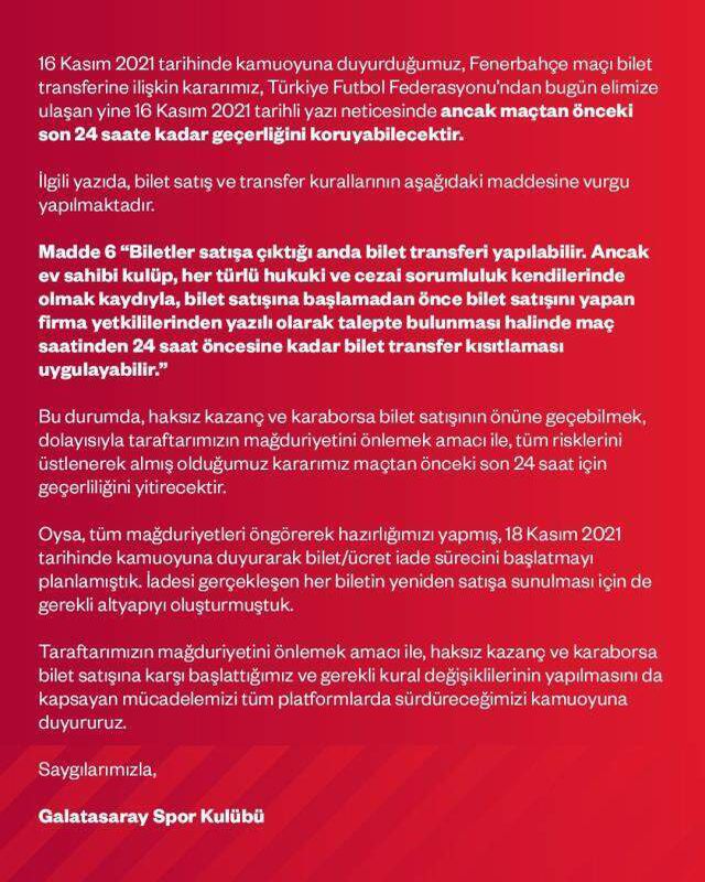 Galatasaray - Fenerbahçe maçında bilet devri yapılabilir mi?