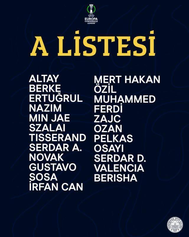 Fenerbahçe'nin Konferans Ligi kadrosunda büyük sürpriz! Yıldız futbolcunun ismini göremeyen taraftarlar çılgına döndü