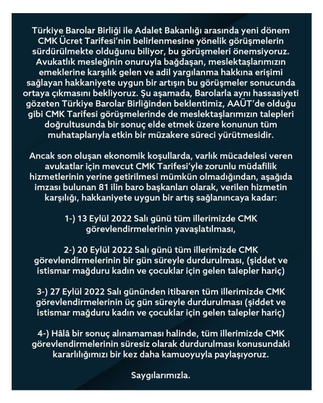 Avukatlar CMK ücretleri için resti çekti! Hizmetler bile durabilir