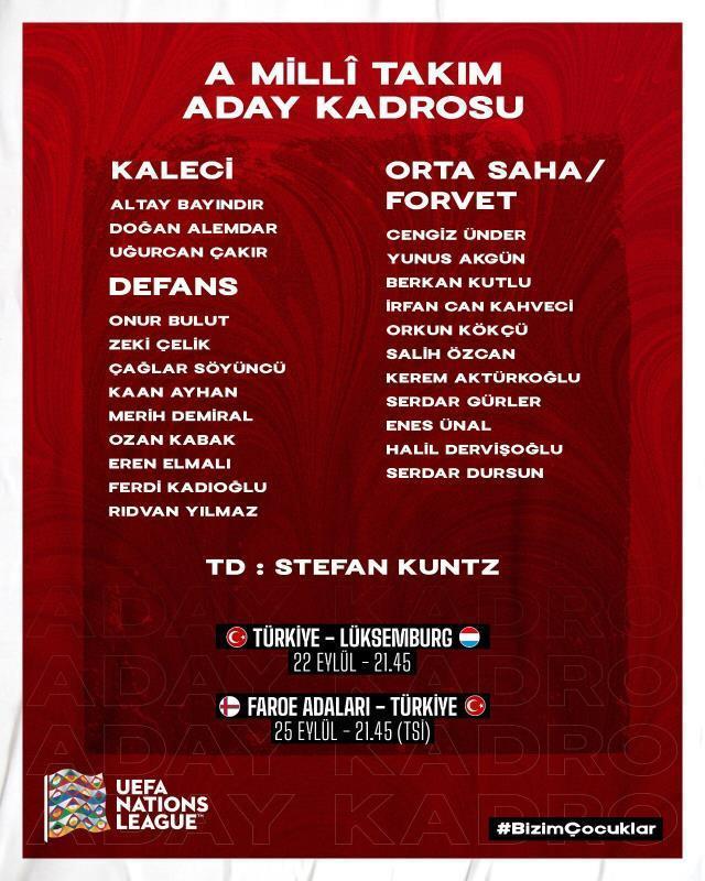 A Milli Takım'ın kadrosu belli oldu! Stefan Kuntz'un tercihleri futbolseverleri ayağa kaldırdı