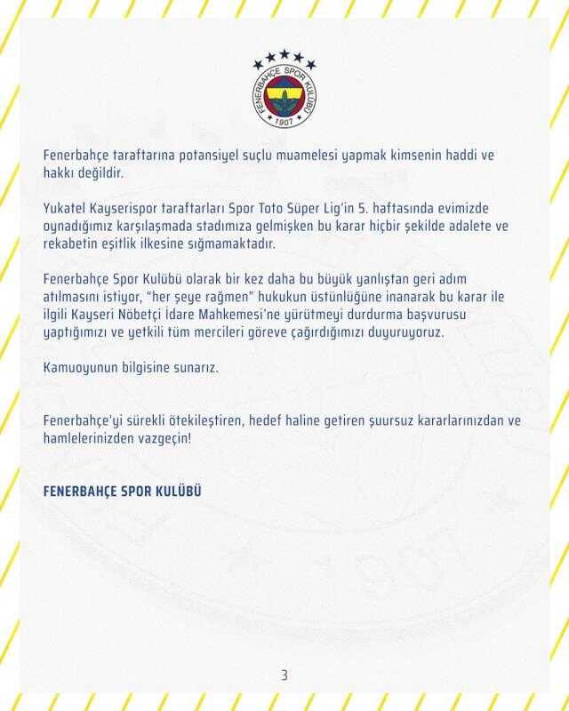 Deplasman yasağı için Fenerbahçe'den sert açıklama: Bu ayıp Türk futboluna yapılmıştır