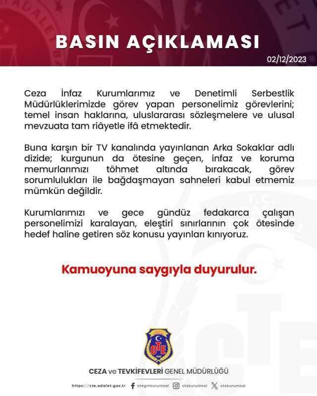 Adalet Bakanı Yılmaz Tunç, bir televizyon dizisindeki ceza infaz kurumlarını eleştirdi