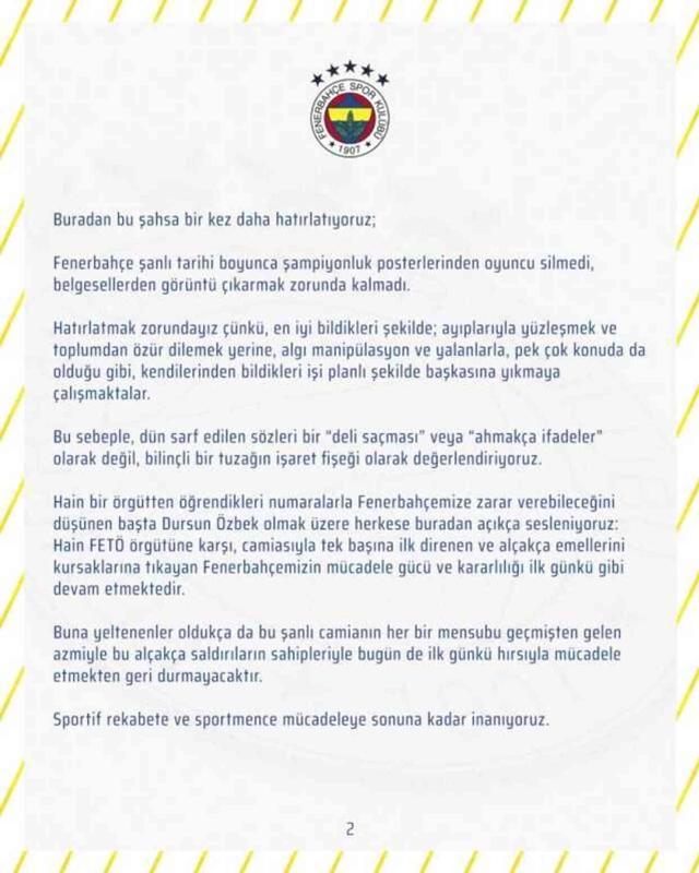 Ortalık iyice karışacak! Fenerbahçe Dursun Özbek'e aynı sertlikte cevap verip suç duyurusunda bulundu