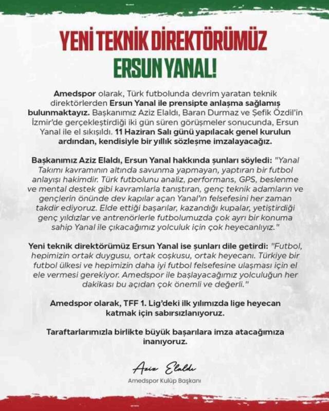 Amedspor, Fenerbahçe'yi şampiyon yapan hocayla anlaştı