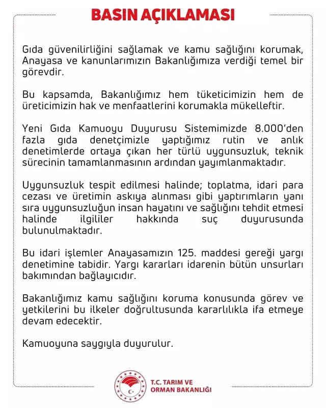Yemek zincirinde domuz eti tespiti: Tarım Bakanlığı'ndan açıklama