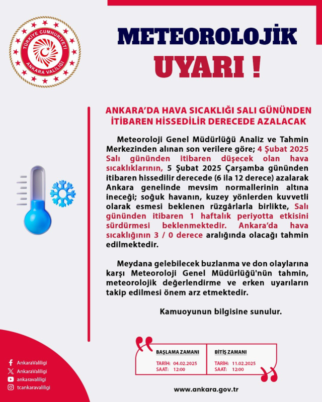 Ankara okullar tatil mi SON DAKİKA? 13 Şubat Perşembe Ankara okul yok mu (Ankara Valiliği Açıklaması – KAR TATİLİ)?