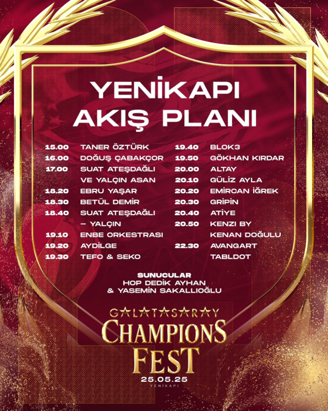 Yenikapı Galatasaray şampiyonluk kutlamasında kimler konser verecek TAM LİSTE?