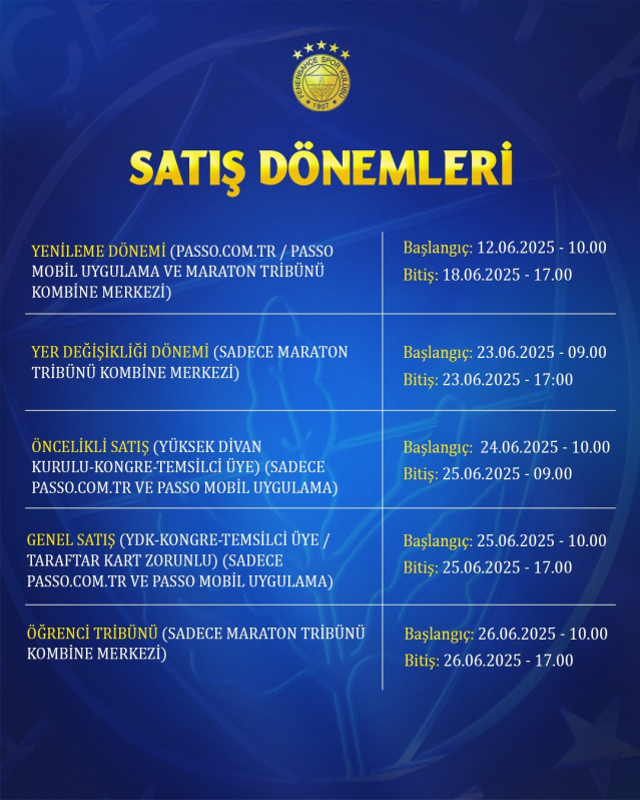 Kale arkası 20 binden fazla! Fenerbahçe'de yeni sezon kombine fiyatları belli oldu