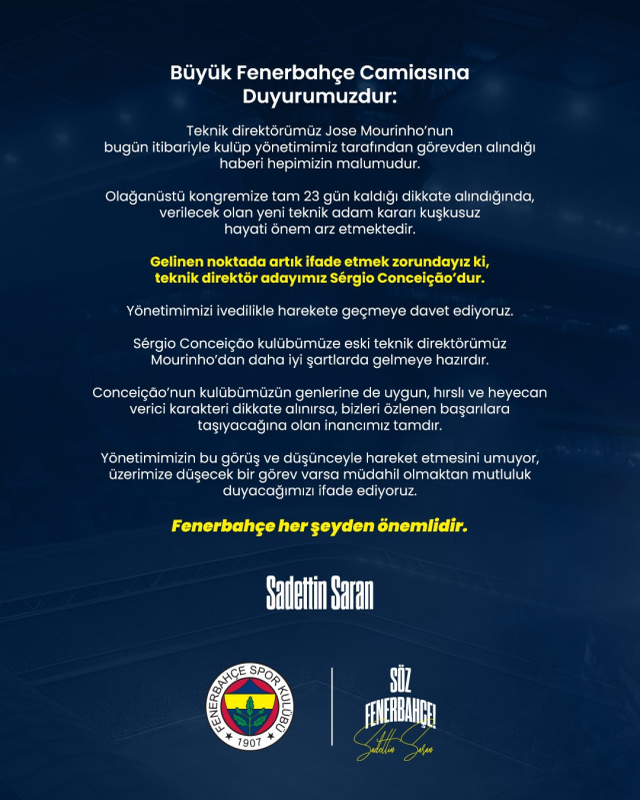 Sadettin Saran istediği teknik direktörün ismini verdi