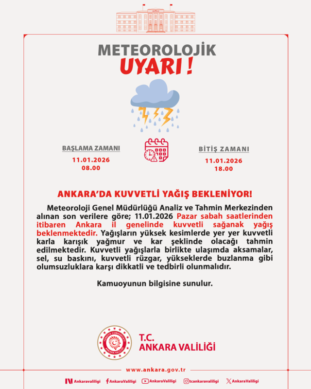 Ankara okullar tatil mi, 12 Ocak Pazartesi Ankara'da yarın okul yok mu (ANKARA VALİLİĞİ - KAR TATİLİ)?