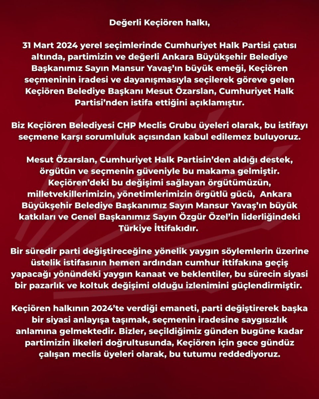 CHP'yi sarsan istifanın ardından meclis üyelerinden ortak açıklama: Kabul edilemez buluyoruz