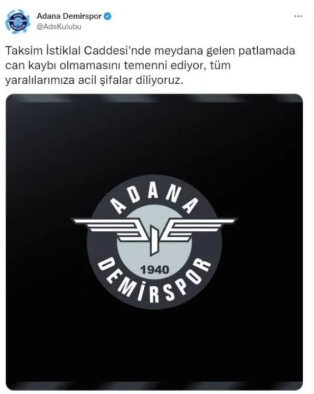 Spor camiasından Taksim'deki bombalı saldırı sonrası geçmiş olsun mesajları