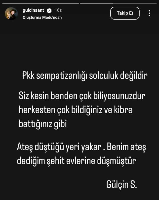 Oyuncu Gülçin Santırcıoğlu'nun PKK çıkışı büyük ses getirdi: Konuş ablam konuş