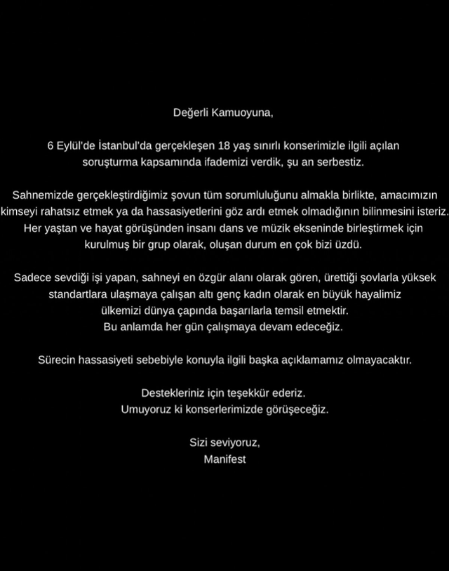 Savcılık soruşturmasının ardından Manifest'ten ilk açıklama