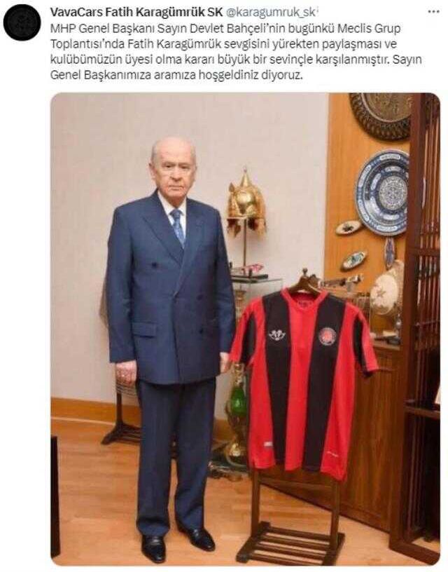 Fatih Karagümrük'ten Devlet Bahçeli paylaşımı: Kararınızı büyük bir sevinçle karşıladık