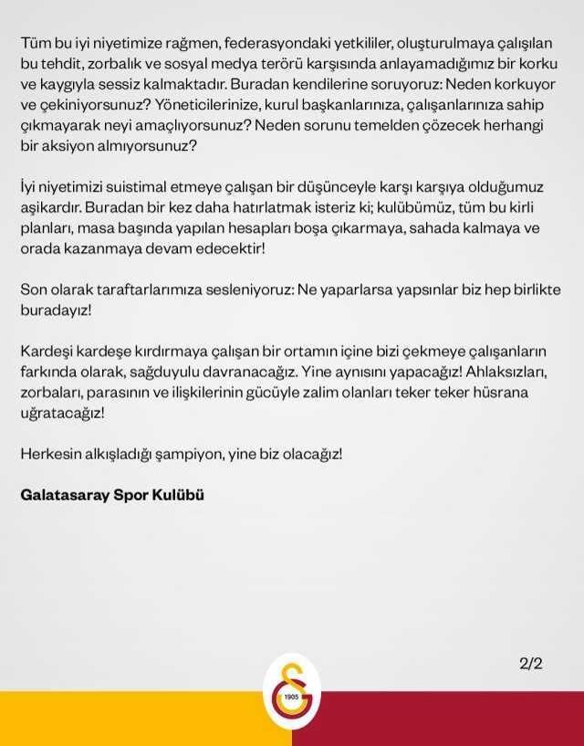 Galatasaray'dan Fenerbahçe maçındaki hakem kararlarına zehir zemberek tepki: VAR kayıtlarını açıklayın