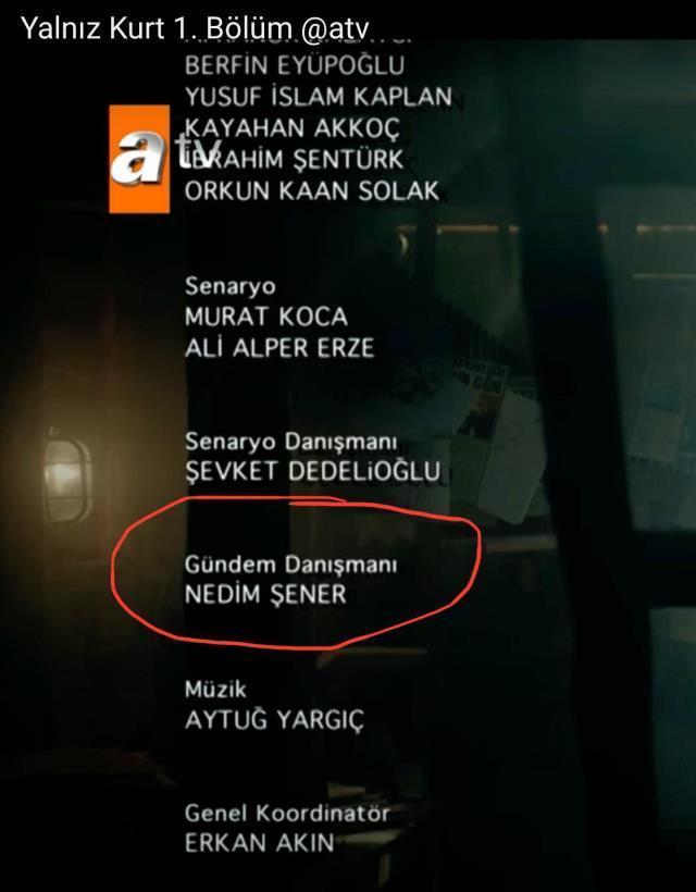 Nedim Şener, Yalnız Kurt dizisinde gündem danışmanı oldu