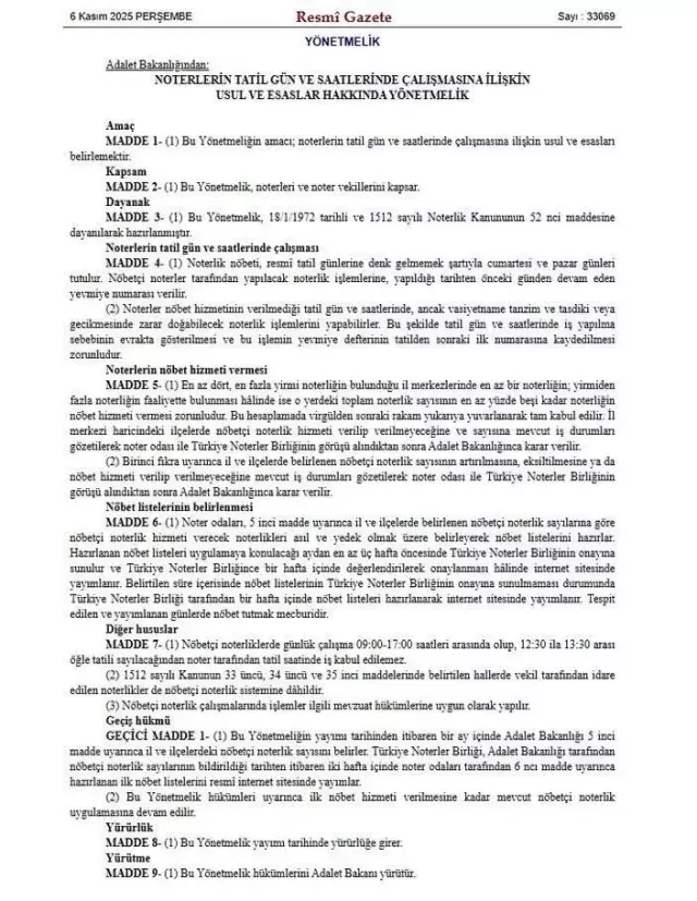 Noterlikte yeni dönem! Hafta sonu nöbetleri zorunlu olacak