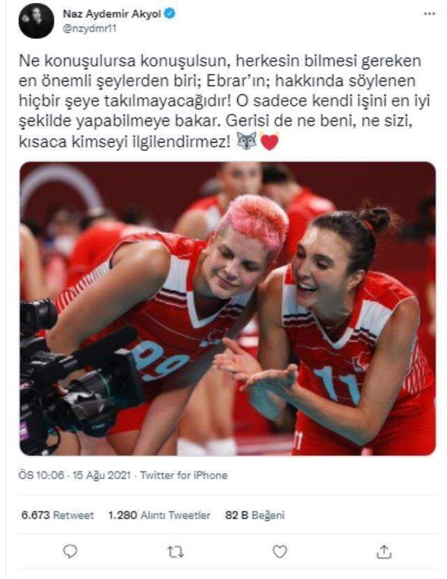 Saldırıların hedefindeki Ebrar Karakurt'un 'Ben böyleyim' paylaşımına takım arkadaşlarından destek geldi
