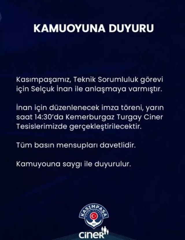 Selçuk İnan hangi takımın teknik direktörü oldu?