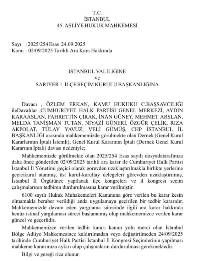 CHP İstanbul Kongresi'ne dakikalar kala mahkemeden yeni hamle