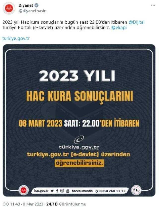 Hac kuraları açıklandı mı, saat kaçta 2023? Hac kura sonuçları bugün belli oldu mu, saat kaçta açıklanır? Hac sonuçları kura sorgulama ekranı!