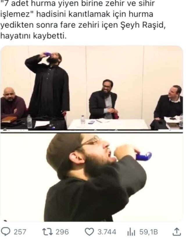 Hadisin doğruluğunu kanıtlamak için fare zehri içen Şeyh Raşid'in öldüğü iddia edildi! Gerçek çok geçmeden anlaşıldı