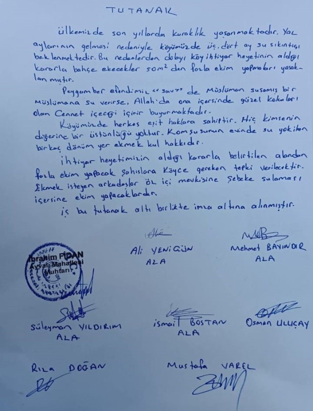 Muhtar, 50 metrekareden fazla bahçe ekimini yasakladı