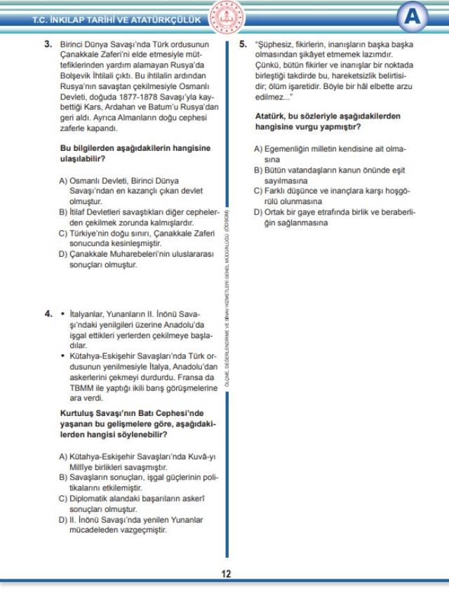 LGS 2022 Tarih, Din Kültürü, İngilizce soru ve cevapları! MEB 2022 LGS Tarih, Din Kültürü, İngilizce (Sözel) soruları ve cevapları nedir?