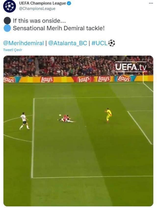 UEFA, 'Sansasyonel' başlığıyla paylaştı! Merih'in akılalmaz müdahalesine beğeni yağıyor