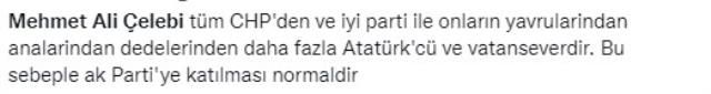 CHP'den istifa eden Mehmet Ali Çelebi'den dikkat çeken çıkış: 6+1 değil, Cumhur İttifakı derim
