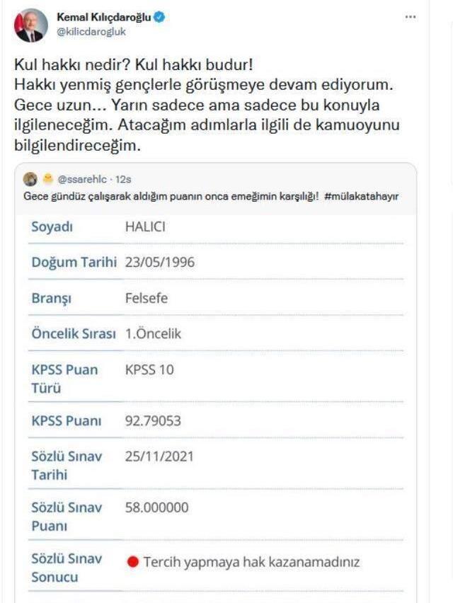 Kılıçdaroğlu ve İmamoğlu'ndan yüksek KPSS puanına rağmen sözlü mülakatta elenen öğretmenlere destek! Paylaşımlar peş peşe geldi