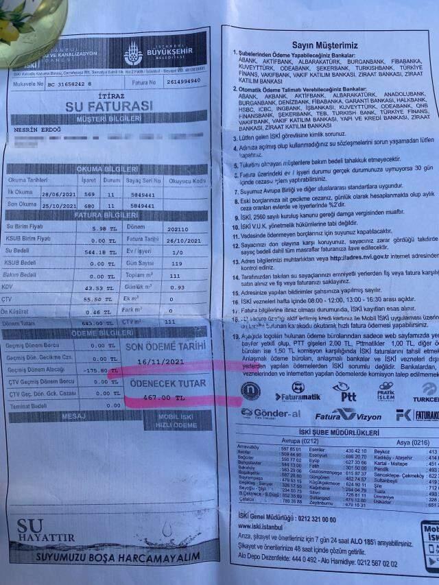 Evlerine gelen su faturasına inanamayan aile, İSKİ'den gelen 'Ödemek zorundasınız' cevabıyla kala kaldı