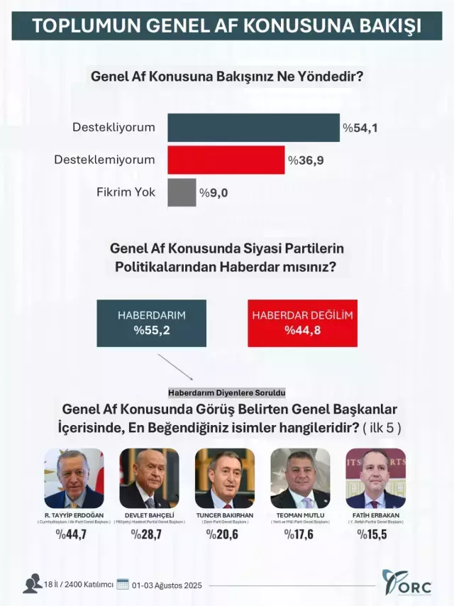 18 ili kapsayan genel af anketi: Çıkan sonuç şaşırttı