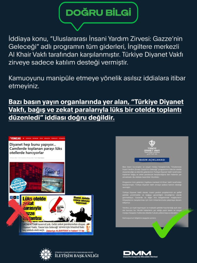Diyanet Vakfının 'Zekat parasıyla toplantı' iddiası yalan çıktı