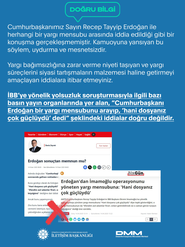 Gündem yaratan İmamoğlu iddiasına Cumhurbaşkanlığından yalanlama
